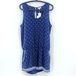 Joie Isidora Romper Womens Size Large Blue Silk Summer Resortwear Nautical Boho